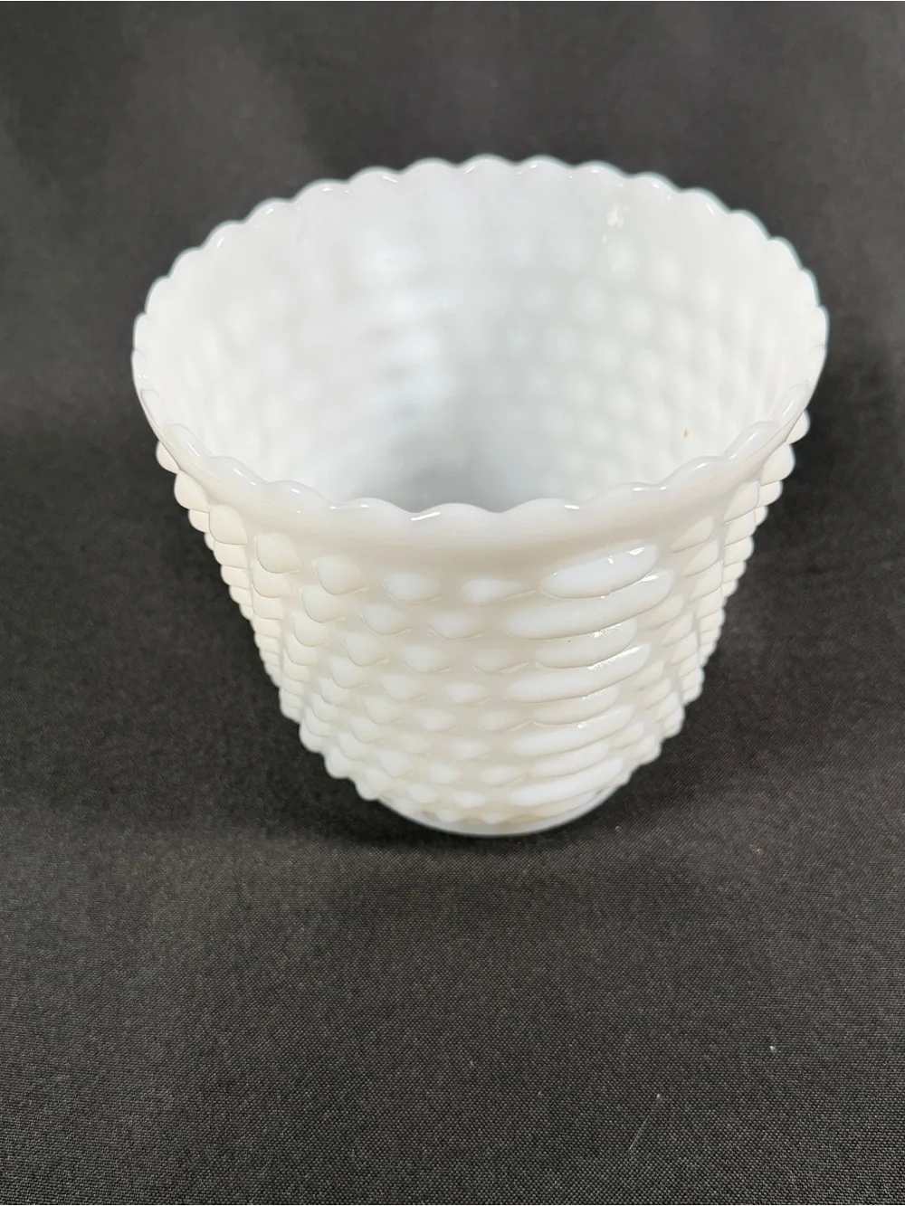 Vintage Fire King Milk Glass Hobnail planter-mid century white flower pot
